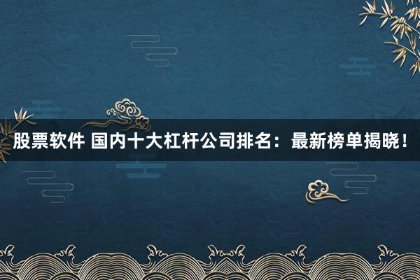 股票软件 国内十大杠杆公司排名：最新榜单揭晓！