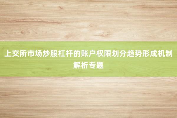 上交所市场炒股杠杆的账户权限划分趋势形成机制解析专题