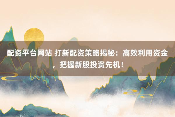 配资平台网站 打新配资策略揭秘：高效利用资金，把握新股投资先机！