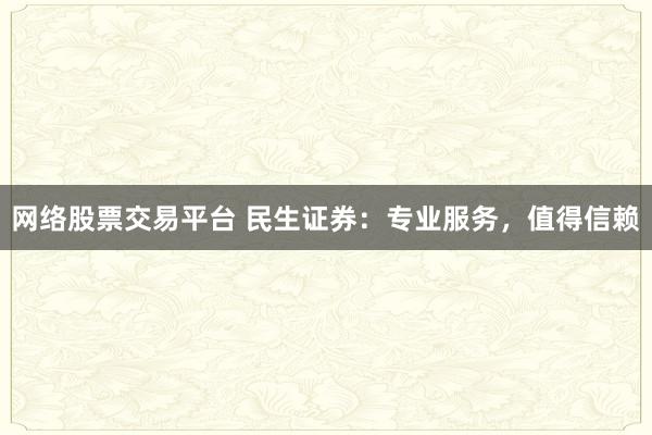 网络股票交易平台 民生证券：专业服务，值得信赖