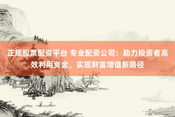 正规股票配资平台 专业配资公司：助力投资者高效利用资金，实现财富增值新路径